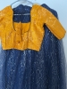 Picture of Navy blue netted lehenga with benaras blouse