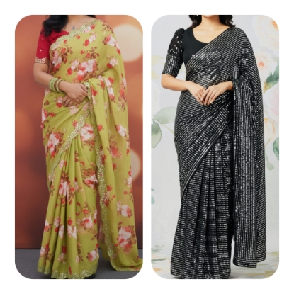 Picture of Combo: Designer Party wear fancy sarees 