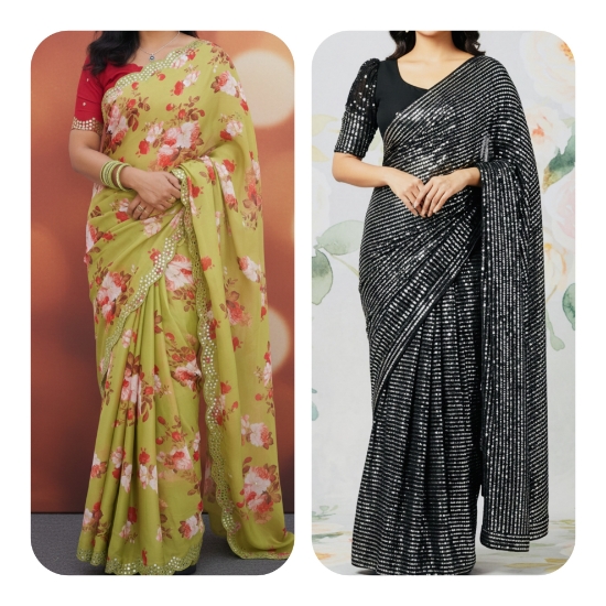 Picture of Combo: Designer Party wear fancy sarees 