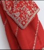 Picture of Red Organza saree with embroidery 