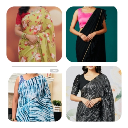 Picture of Combo : 4 Party Wear Sarees & Blouses 