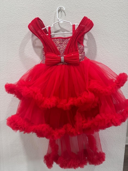 Picture of Red party wear frock 1-2y