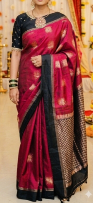 Picture of Kanchi Pattu Saree with maggam work blouse .