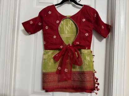 Picture of Kora pattu saree green and red