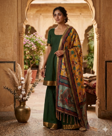 Picture of Never worn Handloom Mangalgiri cotton sharara set 