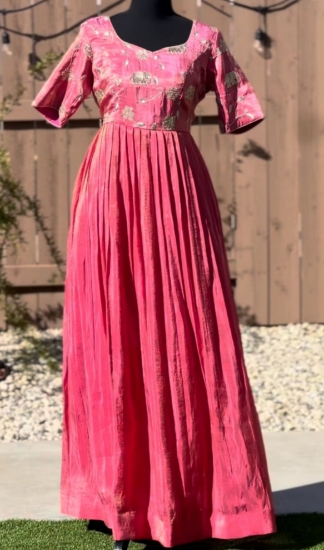 Picture of Pink tissue long frock