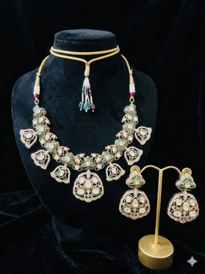 Picture of NEW Moissanite and kundan choker with earrings 