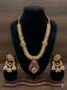 Picture of Jalebi motifs haram with 3 jhumka earrings 