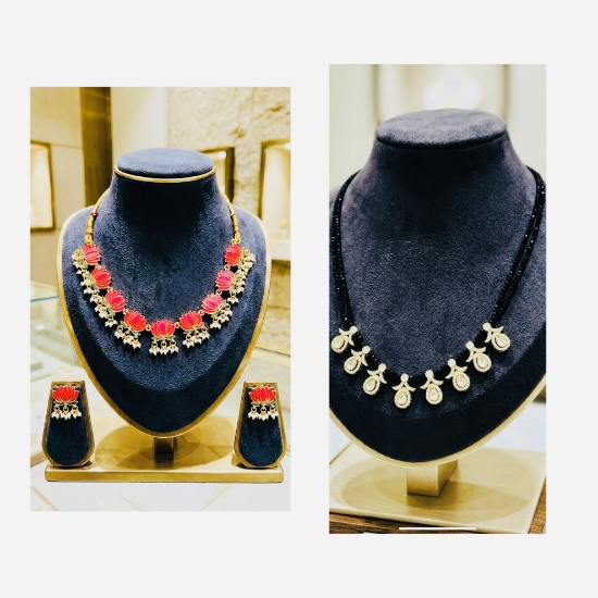 Picture of Combo : New  Lotus choker  & black diamonds  victorian chain 