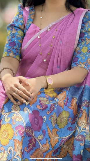 Picture of Kota Lenin saree with kalamkari pallu