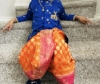 Picture of Maggam work sherwani in silver and blue 2-3y