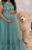 Picture of Teal designer maternity dress