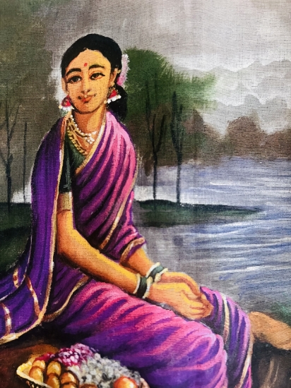 PunarviAuthentic|PreLoved|SustainableHand Painted Ravi Varma blouse w ...