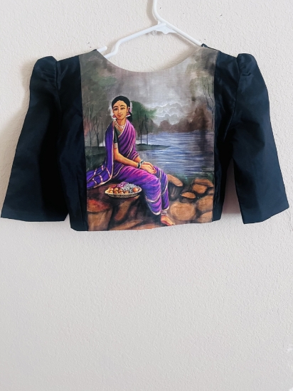 PunarviAuthentic|PreLoved|SustainableHand Painted Ravi Varma blouse w ...
