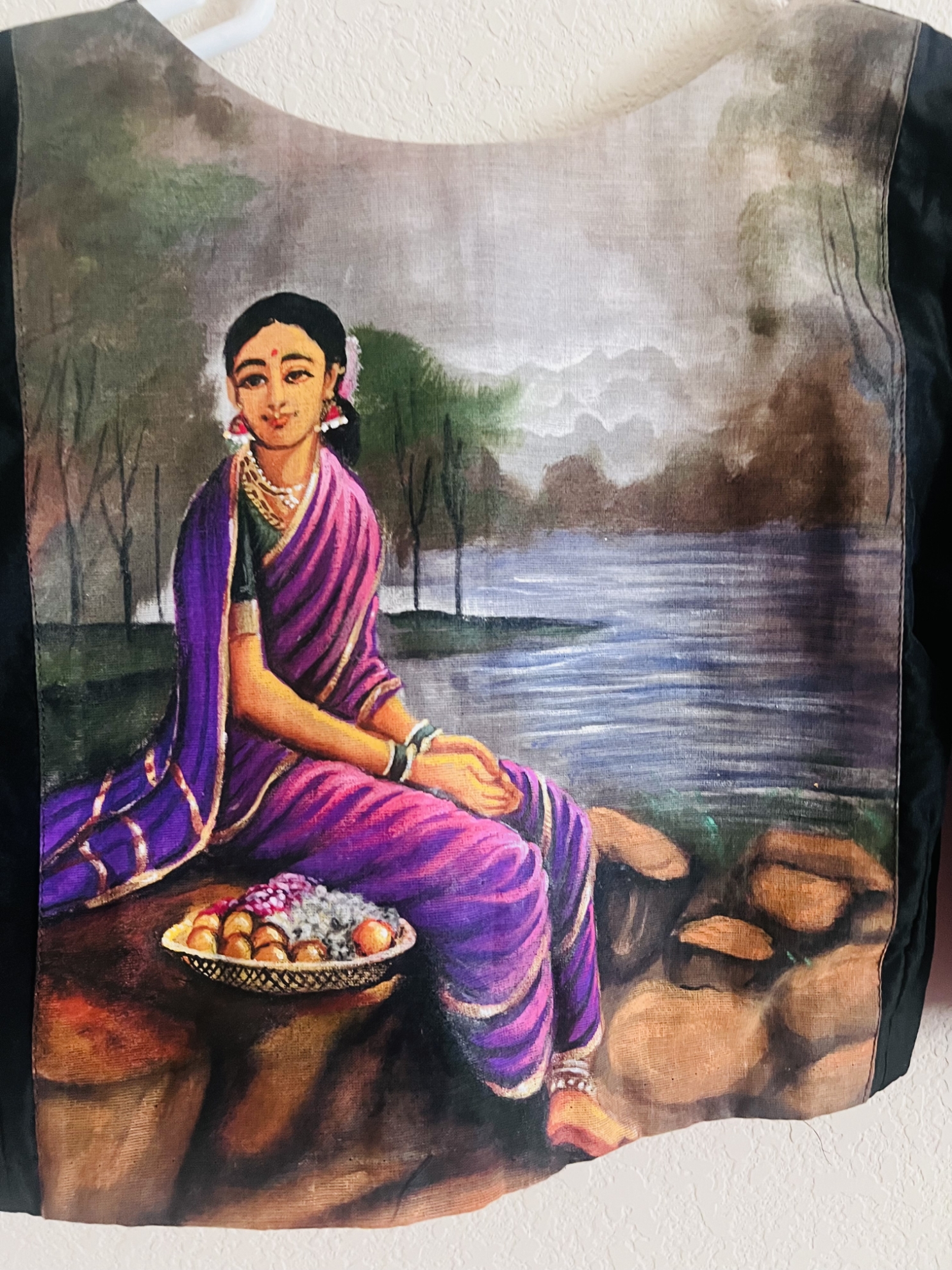 PunarviAuthentic|PreLoved|SustainableHand Painted Ravi Varma blouse w ...