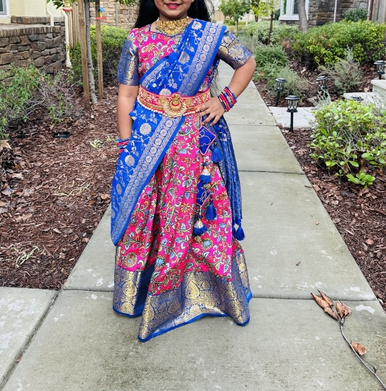 Picture of Kalamkari langa with benarasi voni 6-8y
