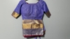 Picture of Lavender and red pure chanderi  saree with custom made blouse and matching petticoat