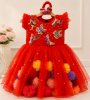 Picture of Orange butterfly floral theme dress(1 year)
