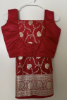 Picture of Combo: Light weight Pink Pattu Saree with silver zari and Red Banaras Saree