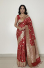 Picture of Combo: Light weight Pink Pattu Saree with silver zari and Red Banaras Saree
