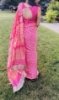 Picture of Pink and cream Ajrak Modal silk saree with stylish sleeveless blouse