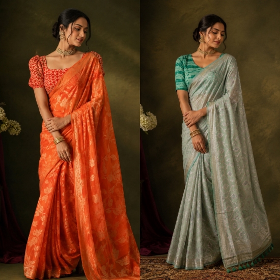 Picture of Gorgette banarasi Sarees-set of 2