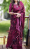 Picture of Elegant Deep Maroon Floral Organza Saree with Matching Blouse & Tassel Detail