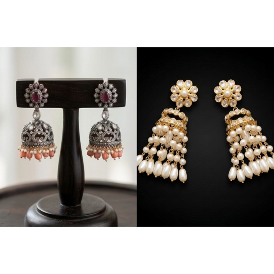 Picture of Pearl and victorian earrings combo 