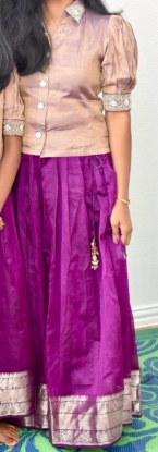 Picture of Pure designer pattu Maggam work Crop top 