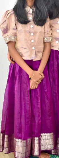 Picture of Pure Silk Maggam work Crop top 8-10y