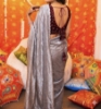 Picture of  Metallic Silver jimmy choo saree with silver border