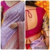 Picture of Elegant Lavender banarasi saree Pink Floral paithani Blouse