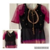 Picture of New Elegant Black and Deep Pink Striped Handloom-Style Saree with Embellished Blouse.