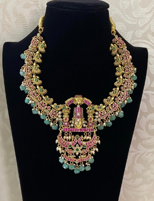 Picture of  Balaji Pendant Necklace with Kemp Jadau Units, NO earrings | Shobitam Jewelry