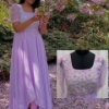 Picture of Lilac Gorgette high low Pattern Dress with Handwork