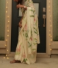Picture of Off White painted saree with brand new blouse