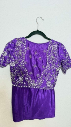 Picture of PL732 Purple Chinnon saree with cutdana work