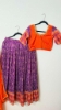 Picture of PL734 Orange and yellow crushed lehenga