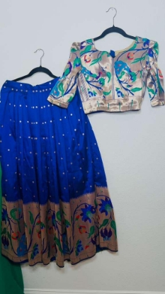 Picture of Pl735 Paithani Lehenga with boat neck blouse.
