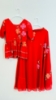 Picture of PL749 Red Georgette Brush painted Peplum Top and Skirt with Swaroski work