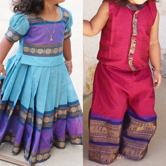 Picture of Handloom Chettinad Cotton Dresses 1-2Y