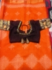Picture of Real Tanjavur painted blouse with kolam print muslin saree 