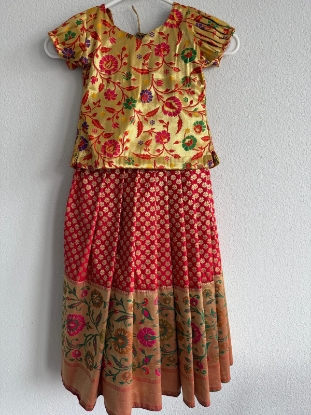 Picture of Paithani Langa/Dress 2 in 1 model 4to 6 year old