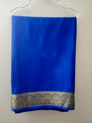 Picture of Beautiful royal blue semi crepe silk saree