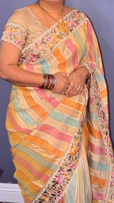 Picture of Multicolor gold tissue fancy saree