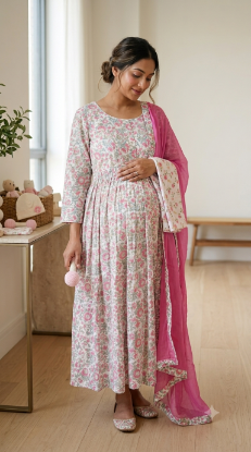 Picture of Pink floral maternity/feeding dress