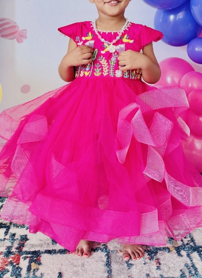 Picture of Kids ruffle party wear frock for 1-3 years