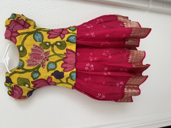 Picture of 2 in 1 Once worn beautiful girl lehenga with multi use kalamkari blouse and frock