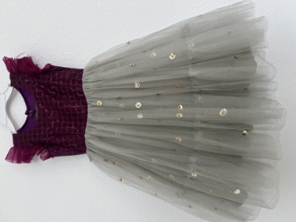 Picture of Gray and mejantha pink full length frock 