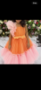 Picture of Orange and pink party wear frock for 3-4Y old with ruffles
